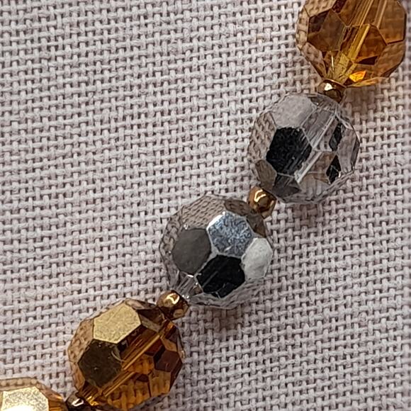 Vintage Marvella Crystal Necklace, Topaz Silver Beads 8mm, 16 1/2 Inches, 1950s - Picture 6 of 12